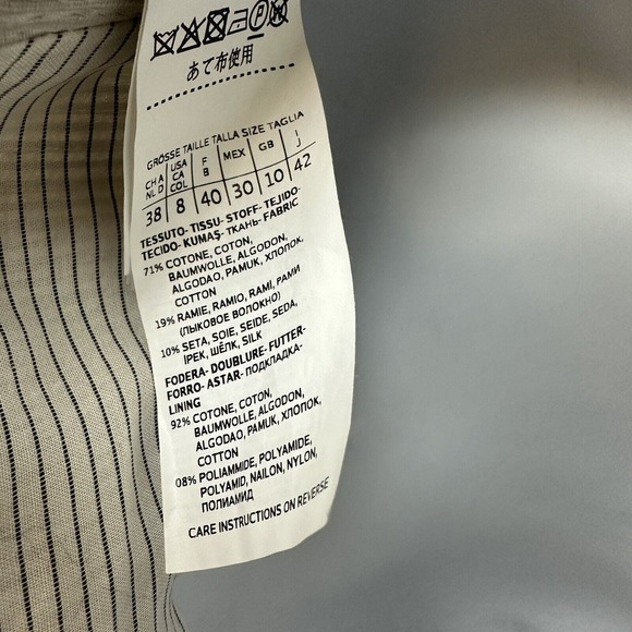 'S MAX MARA Alda Striped Cotton Silk Button Back Dress Size‎ US 8 - Picture 11 of 14
